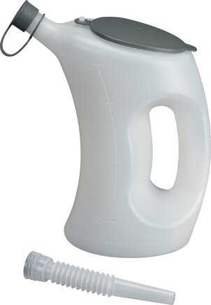 1 ltr. Messkanne (PE, weiß) mit flexiblem Auslaufrohr, Dec